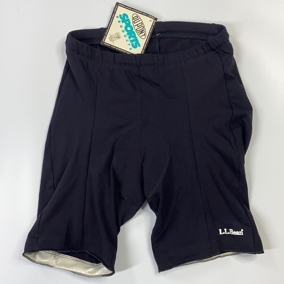 Vintage L.L. Bean Black Supplexlycra Nylon Spandex Padded Bike Shorts NWT XL - Picture 1 of 7